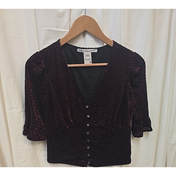 American Rag Juniors' Burnout Velvet Top Dark Academia Coquette Baby Doll M - Picture 3 of 12